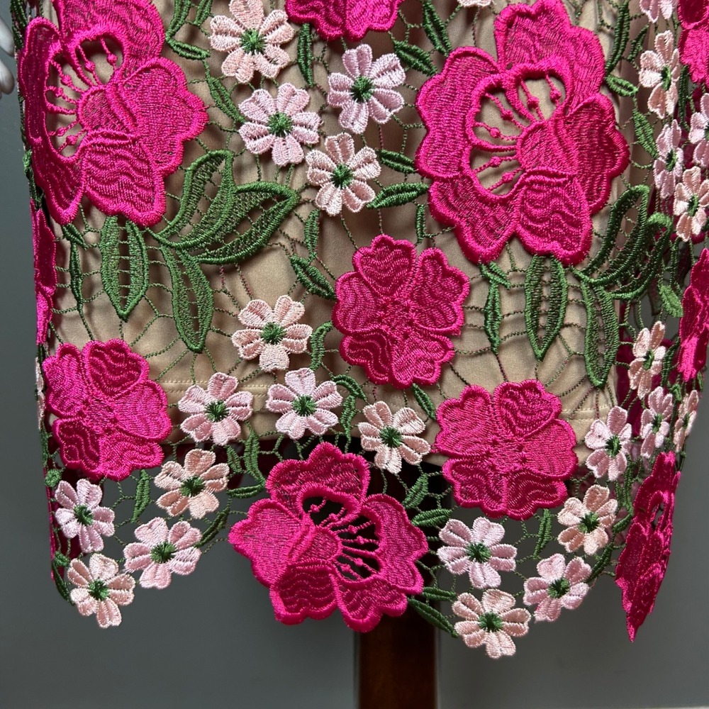 Xscape Floral Embroidered Sheath Dress Size 8 Lace wedding cocktail Formal - Picture 4 of 13